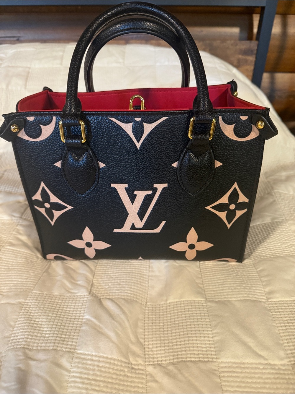 Louis Vuitton Black & Tan Monogram Purse